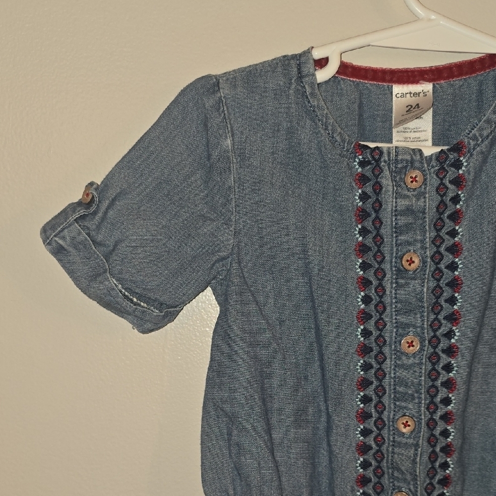 Carter's Blue Denim Bodysuit LOT P - Picture 7 of 9